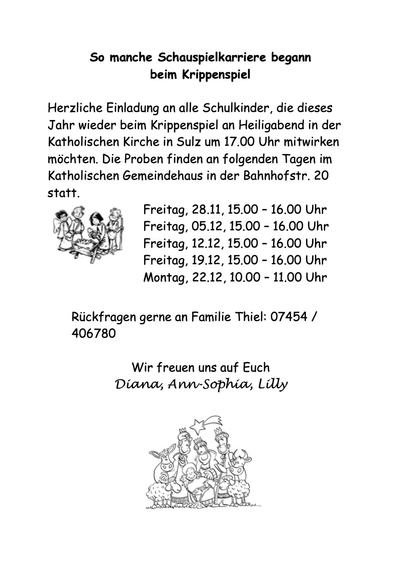Einladung zum Krippenspiel